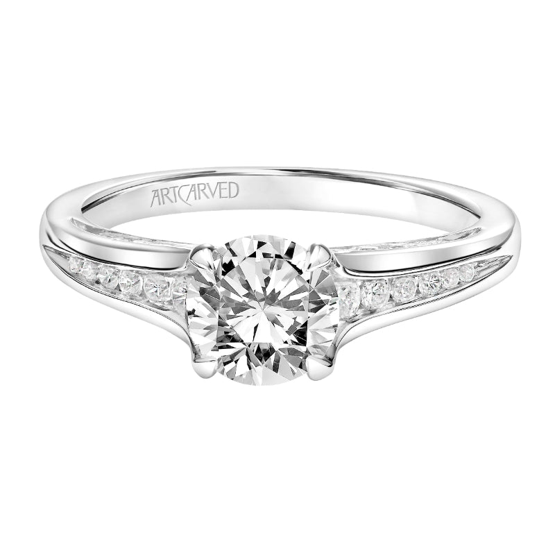 Artcarved Bridal Mounted with CZ Center Classic Diamond Engagement Ring Joelle 14K White Gold