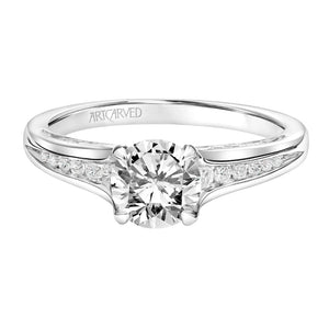 Artcarved Bridal Mounted with CZ Center Classic Diamond Engagement Ring Joelle 14K White Gold