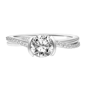 Artcarved Bridal Semi-Mounted with Side Stones Contemporary Bezel Engagement Ring Zola 18K White Gold