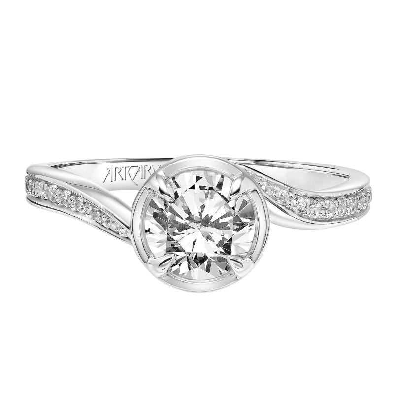 Artcarved Bridal Mounted with CZ Center Contemporary Bezel Diamond Engagement Ring Tinsley 14K White Gold