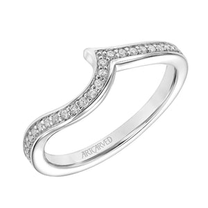 Artcarved Bridal Mounted with Side Stones Contemporary Bezel Diamond Wedding Band Tinsley 14K White Gold