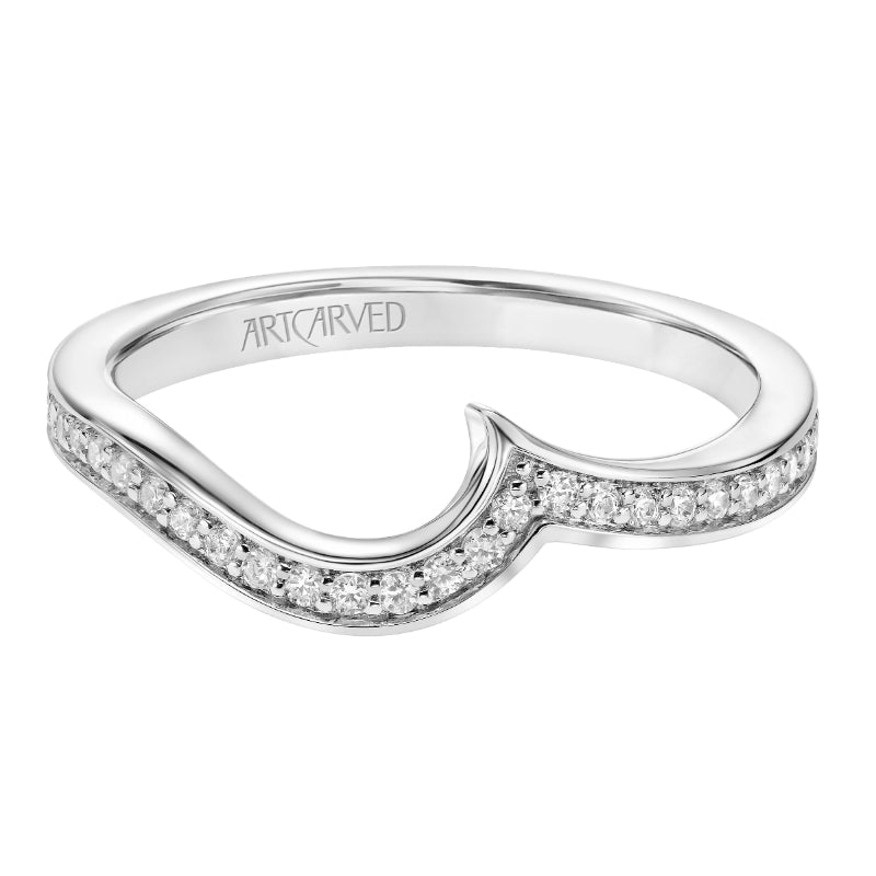 Artcarved Bridal Mounted with Side Stones Contemporary Bezel Diamond Wedding Band Tinsley 18K White Gold