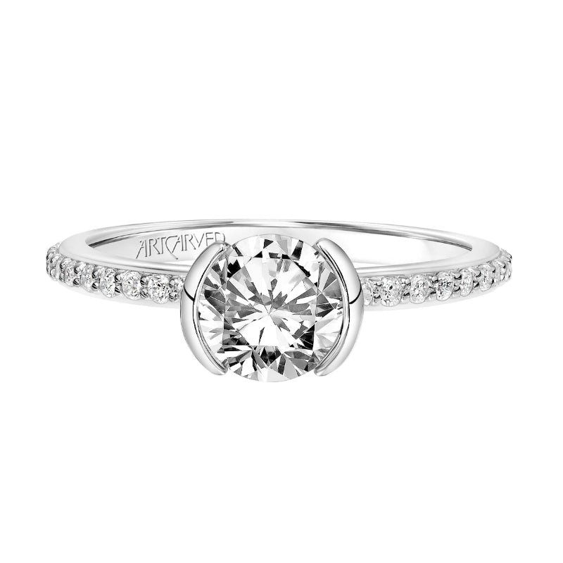 Artcarved Bridal Semi-Mounted with Side Stones Contemporary Bezel Engagement Ring Gray 14K White Gold