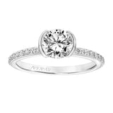 Artcarved Bridal Semi-Mounted with Side Stones Contemporary Bezel Engagement Ring Gray 14K White Gold