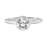 Artcarved Bridal Mounted with CZ Center Contemporary Bezel Engagement Ring Lake 18K White Gold