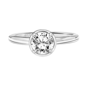 Artcarved Bridal Mounted with CZ Center Contemporary Bezel Engagement Ring Lake 18K White Gold