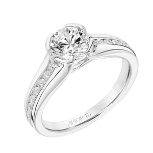 Artcarved Bridal Semi-Mounted with Side Stones Contemporary Bezel Engagement Ring Raina 18K White Gold