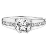 Artcarved Bridal Mounted with CZ Center Contemporary Bezel Engagement Ring Raina 18K White Gold