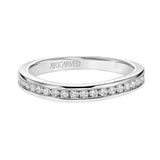 Artcarved Bridal Mounted with Side Stones Contemporary Bezel Diamond Wedding Band Raina 14K White Gold