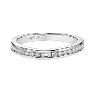 Artcarved Bridal Mounted with Side Stones Contemporary Bezel Diamond Wedding Band Raina 14K White Gold