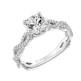 Artcarved Bridal Mounted with CZ Center Contemporary Floral Twist Engagement Ring Sweetpea 18K White Gold