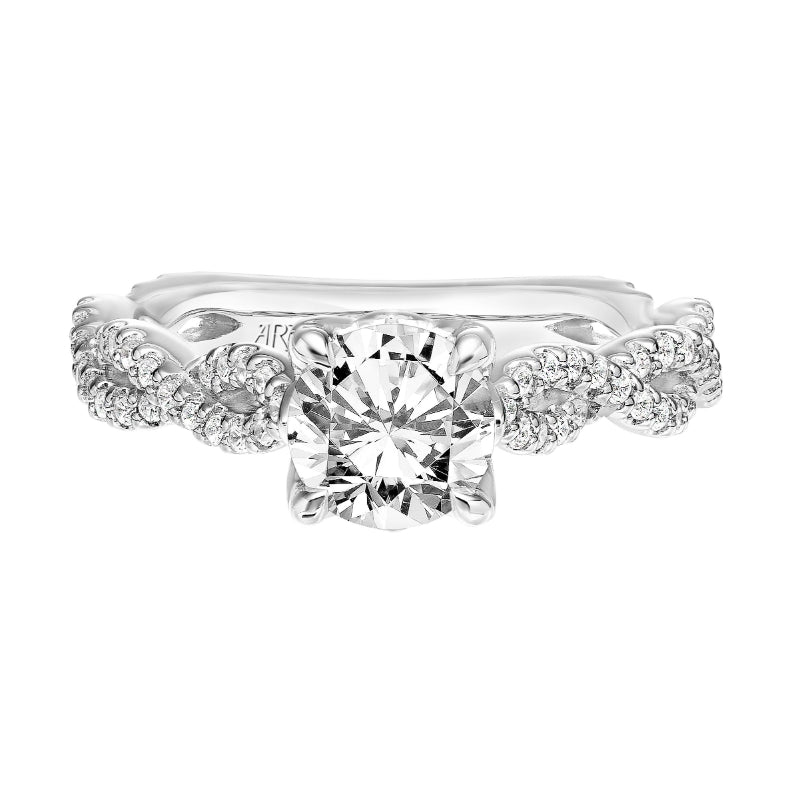 Artcarved Bridal Mounted with CZ Center Contemporary Floral Twist Engagement Ring Sweetpea 18K White Gold