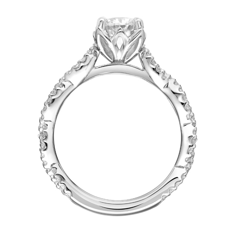 Artcarved Bridal Mounted with CZ Center Contemporary Floral Twist Engagement Ring Sweetpea 14K White Gold
