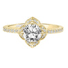 Artcarved Bridal Mounted with CZ Center Contemporary Floral Engagement Ring Lotus 14K Yellow Gold