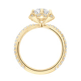 Artcarved Bridal Mounted with CZ Center Contemporary Floral Engagement Ring Lotus 14K Yellow Gold