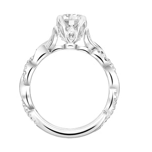 Artcarved Bridal Mounted with CZ Center Contemporary Floral Engagement Ring Amaryllis 18K White Gold