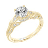 Artcarved Bridal Mounted with CZ Center Contemporary Floral Diamond Engagement Ring Camellia 18K Yellow Gold