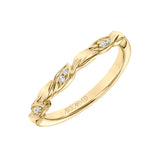 Artcarved Bridal Mounted with Side Stones Contemporary Floral Diamond Wedding Band Camellia 18K Yellow Gold