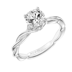 Artcarved Bridal Semi-Mounted with Side Stones Contemporary Floral Twist Engagement Ring Aster 14K White Gold