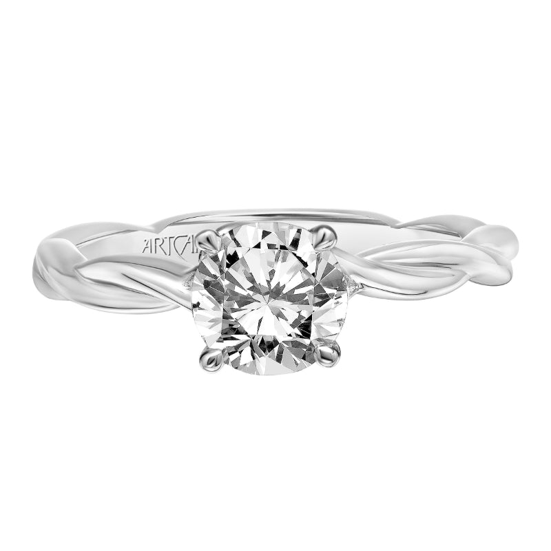 Artcarved Bridal Semi-Mounted with Side Stones Contemporary Floral Twist Engagement Ring Aster 18K White Gold
