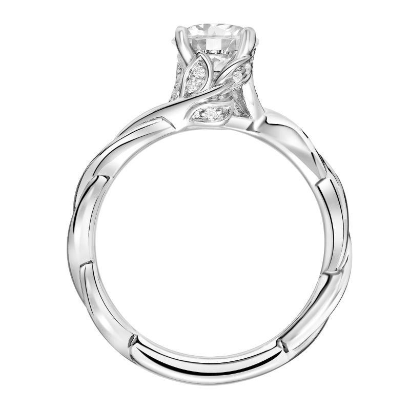 Artcarved Bridal Mounted with CZ Center Contemporary Floral Twist Engagement Ring Aster 18K White Gold