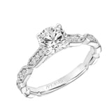 Artcarved Bridal Mounted with CZ Center Vintage Vintage Engagement Ring Cressida 14K White Gold