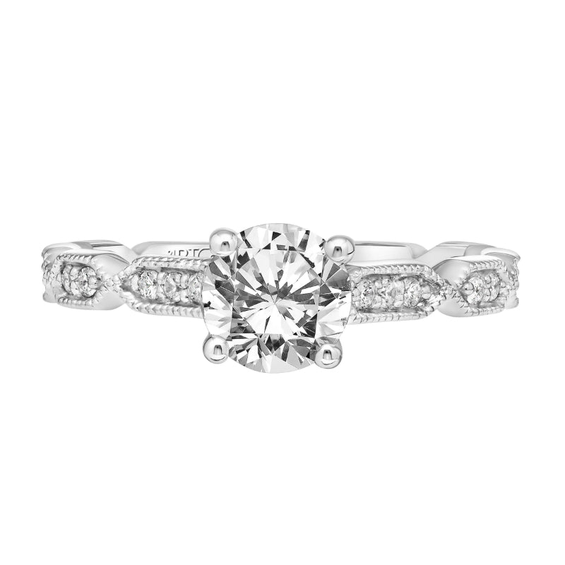 Artcarved Bridal Semi-Mounted with Side Stones Vintage Vintage Engagement Ring Cressida 14K White Gold