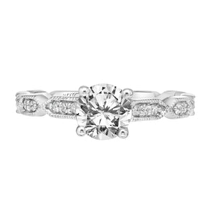 Artcarved Bridal Semi-Mounted with Side Stones Vintage Vintage Engagement Ring Cressida 18K White Gold
