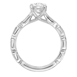 Artcarved Bridal Mounted with CZ Center Vintage Vintage Engagement Ring Cressida 14K White Gold