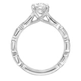 Artcarved Bridal Mounted with CZ Center Vintage Vintage Engagement Ring Cressida 18K White Gold