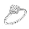 Artcarved Bridal Semi-Mounted with Side Stones Classic Halo Engagement Ring Caroline 14K White Gold