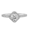 Artcarved Bridal Mounted with CZ Center Classic Halo Engagement Ring Caroline 18K White Gold