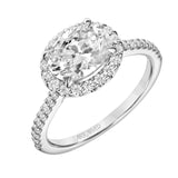 Artcarved Bridal Mounted with CZ Center Classic Halo Engagement Ring Paige 18K White Gold