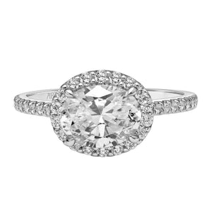 Artcarved Bridal Mounted with CZ Center Classic Halo Engagement Ring Paige 18K White Gold