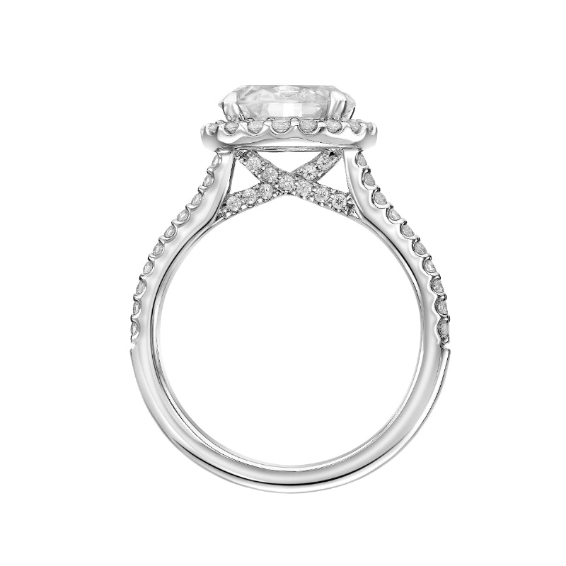 Artcarved Bridal Semi-Mounted with Side Stones Classic Halo Engagement Ring Paige 14K White Gold