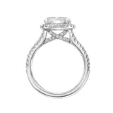 Artcarved Bridal Semi-Mounted with Side Stones Classic Halo Engagement Ring Paige 18K White Gold