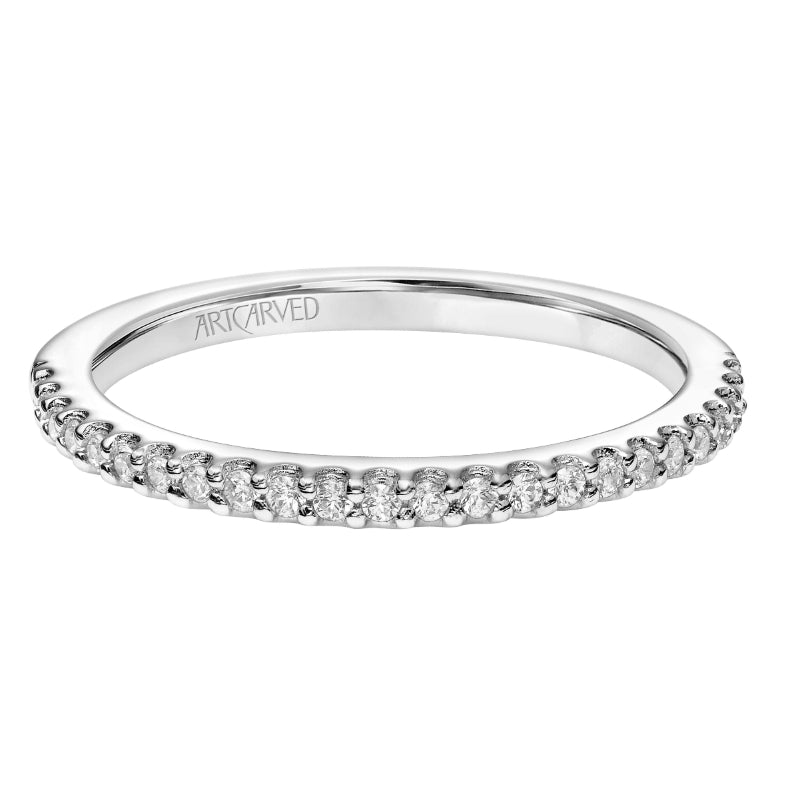 Artcarved Bridal Mounted with Side Stones Classic Halo Diamond Wedding Band Paige 14K White Gold