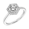 Artcarved Bridal Semi-Mounted with Side Stones Classic Halo Engagement Ring Maya 18K White Gold