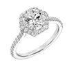 Artcarved Bridal Semi-Mounted with Side Stones Contemporary Halo Engagement Ring Lorelei 18K White Gold