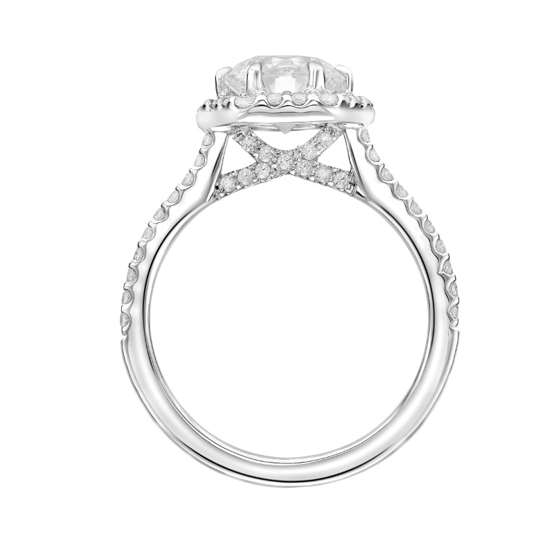 Artcarved Bridal Mounted with CZ Center Contemporary Halo Engagement Ring Lorelei 18K White Gold