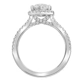 Artcarved Bridal Semi-Mounted with Side Stones Classic Halo Engagement Ring Miranda 18K White Gold
