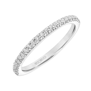 Artcarved Bridal Mounted with Side Stones Classic Halo Diamond Wedding Band Miranda 14K White Gold