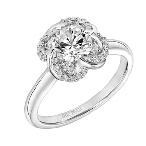 Artcarved Bridal Mounted with CZ Center Halo Engagement Ring Nola 14K White Gold