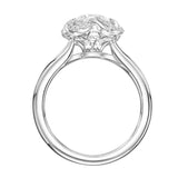 Artcarved Bridal Semi-Mounted with Side Stones Halo Engagement Ring Nola 18K White Gold