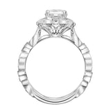 Artcarved Bridal Mounted with CZ Center Vintage Milgrain Engagement Ring Carol 18K White Gold