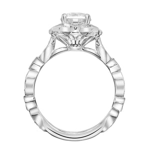 Artcarved Bridal Mounted with CZ Center Vintage Milgrain Engagement Ring Carol 14K White Gold
