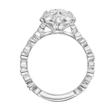 Artcarved Bridal Semi-Mounted with Side Stones Vintage Milgrain Engagement Ring Annette 18K White Gold