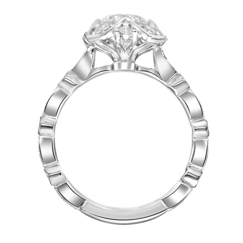 Artcarved Bridal Mounted with CZ Center Vintage Milgrain Engagement Ring Alma 14K White Gold