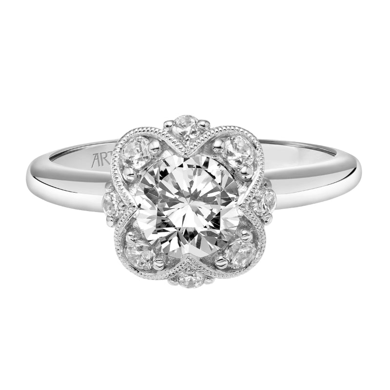 Artcarved Bridal Semi-Mounted with Side Stones Vintage Vintage Engagement Ring Rhoda 14K White Gold