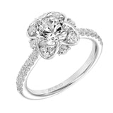 Artcarved Bridal Semi-Mounted with Side Stones Classic Contemporary Engagement Ring Lillian 18K White Gold